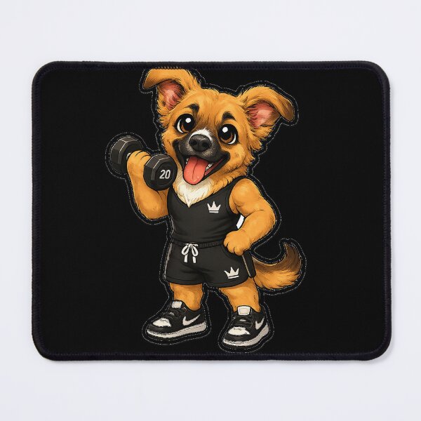 Item preview, Cute Gym Dog Kawaii Sticker | Fitness Puppy Lifting Dumbbell designed and sold by LeonixPrint.