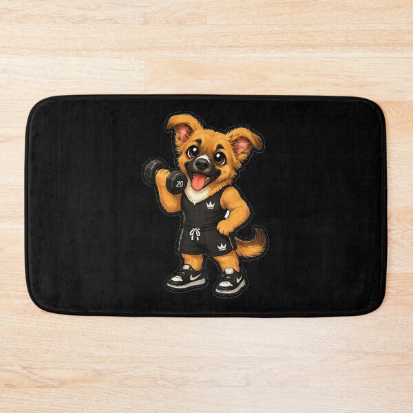 Item preview, Cute Gym Dog Kawaii Sticker | Fitness Puppy Lifting Dumbbell designed and sold by LeonixPrint.