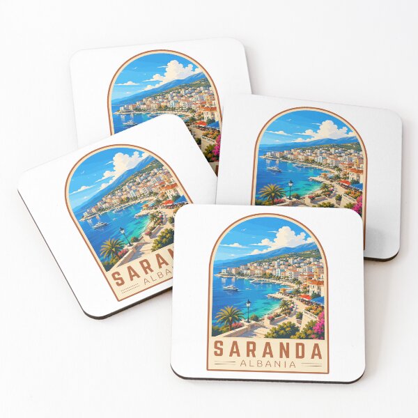 Item preview, Saranda (Sarandë) in Albania, Vintage Travel Art Emblem designed and sold by MaateoDesign.