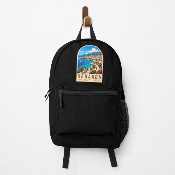Item preview, Saranda (Sarandë) in Albania, Vintage Travel Art Emblem designed and sold by MaateoDesign.