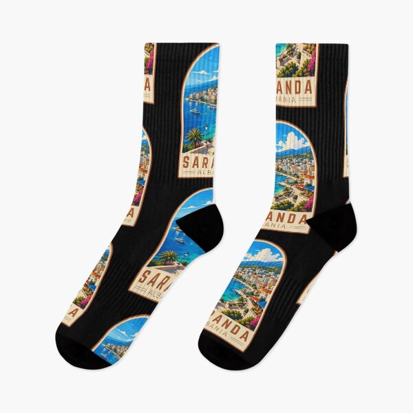 Item preview, Saranda (Sarandë) in Albania, Vintage Travel Art Emblem designed and sold by MaateoDesign.