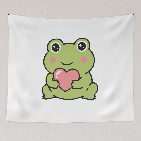 Item preview, Cute Kawaii Frog Holding Pink Heart Sticker designed and sold by VectorForge Studio.