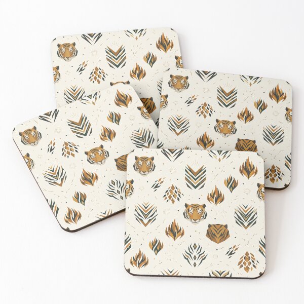 Item preview, Modern Symmetrical Tiger Pattern – Luxury Warm Linen & Amber Wallpaper designed and sold by OpenDreamArts.