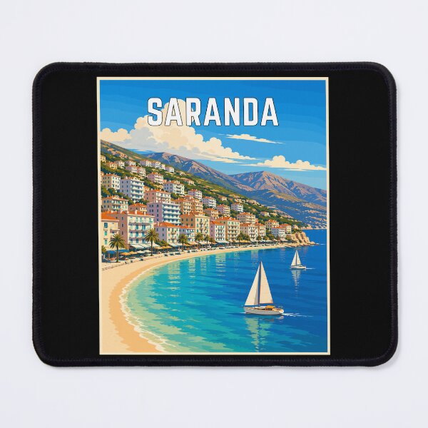 Item preview, Saranda (Sarandë) in Albania, Vintage Art Travel Landscape designed and sold by MaateoDesign.