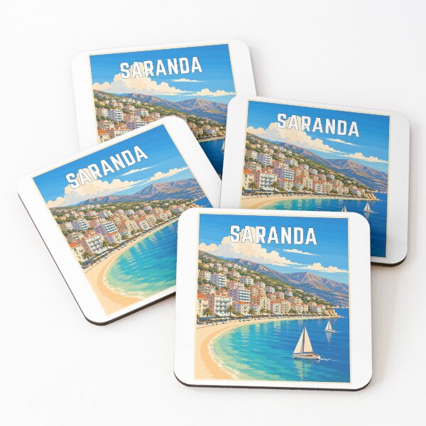 Item preview, Saranda (Sarandë) in Albania, Vintage Art Travel Landscape designed and sold by MaateoDesign.