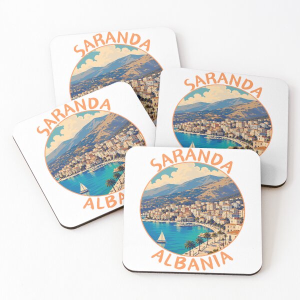 Item preview, Saranda (Sarandë) in Albania, Retro Travel Art Circle Emblem designed and sold by MaateoDesign.