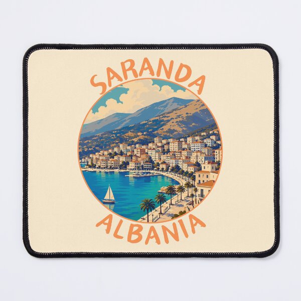 Item preview, Saranda (Sarandë) in Albania, Retro Travel Art Circle Emblem designed and sold by MaateoDesign.