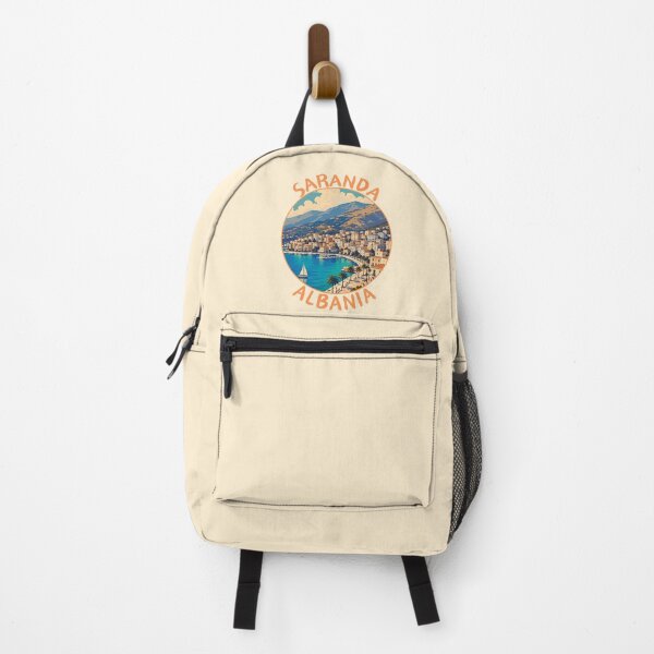 Item preview, Saranda (Sarandë) in Albania, Retro Travel Art Circle Emblem designed and sold by MaateoDesign.
