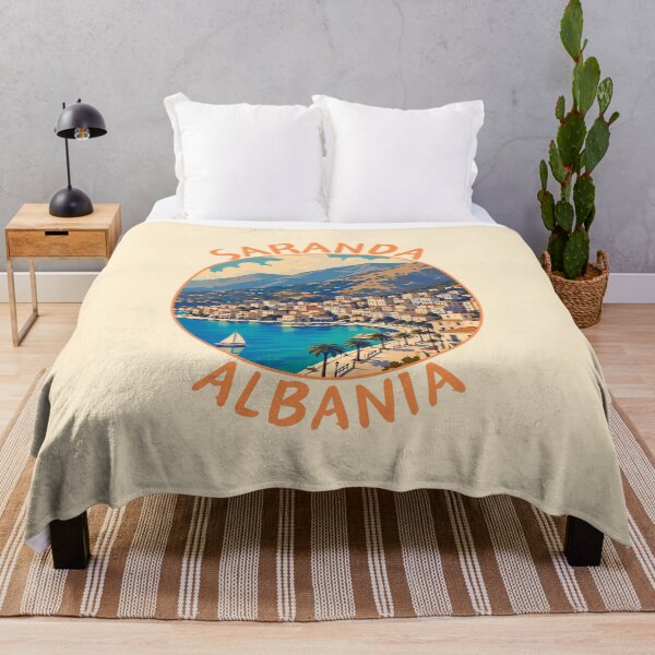 Item preview, Saranda (Sarandë) in Albania, Retro Travel Art Circle Emblem designed and sold by MaateoDesign.