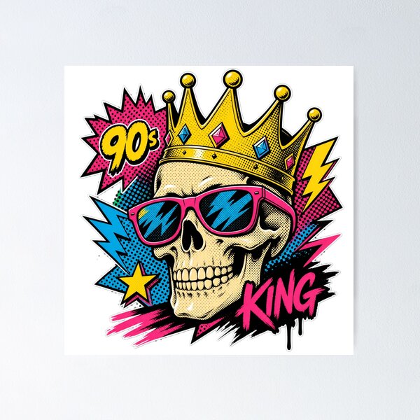Item preview, 90s King - Retro Pop Art Skull & Crown designed and sold by Wear-X.