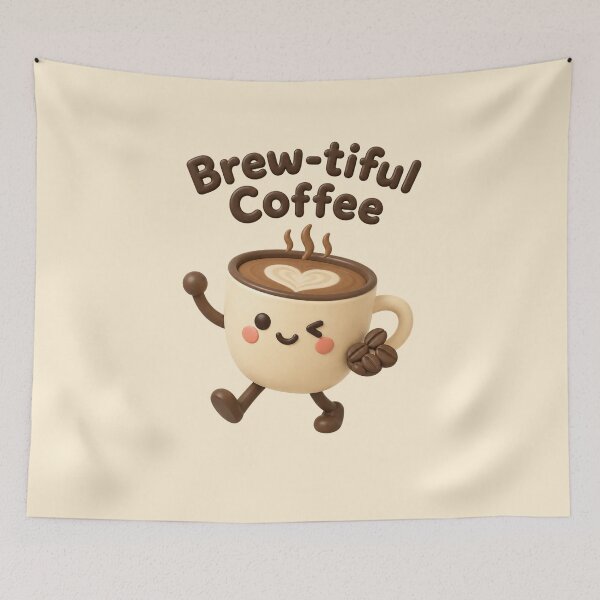 Item preview, Brew-tiful Coffee | Cute Kawaii Coffee Cup Pun Illustration designed and sold by Eathusiast.