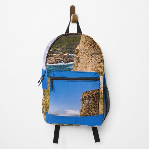 Item preview, Genoese tower in Corsica, France coastal landscape color photograph art print designed and sold by Jéanpaul Ferro.