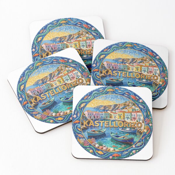 Item preview, Kastellorizo Harbor Mosaic Travel Sticker Summer Souvenir designed and sold by Imaginarium of Chaos falcon88 .