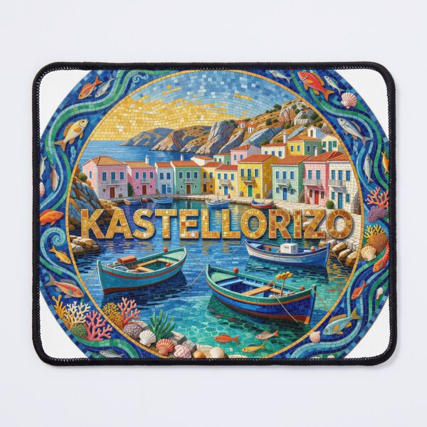 Item preview, Kastellorizo Harbor Mosaic Travel Sticker Summer Souvenir designed and sold by Imaginarium of Chaos falcon88 .