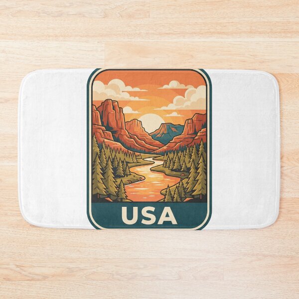 Item preview, American Wilderness Canyon River Sunset Vintage Trave designed and sold by Paper Drip.