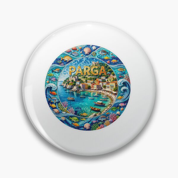 Item preview, Parga Coastal Mosaic Travel Sticker Summer Souvenir designed and sold by Imaginarium of Chaos falcon88 .