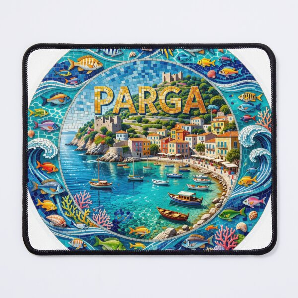 Item preview, Parga Coastal Mosaic Travel Sticker Summer Souvenir designed and sold by Imaginarium of Chaos falcon88 .