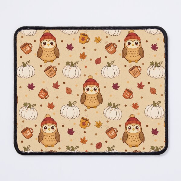 Item preview, Cute Fall Owl with White Pumpkins & Cozy Autumn Seamless Pattern designed and sold by romyca creation_22.
