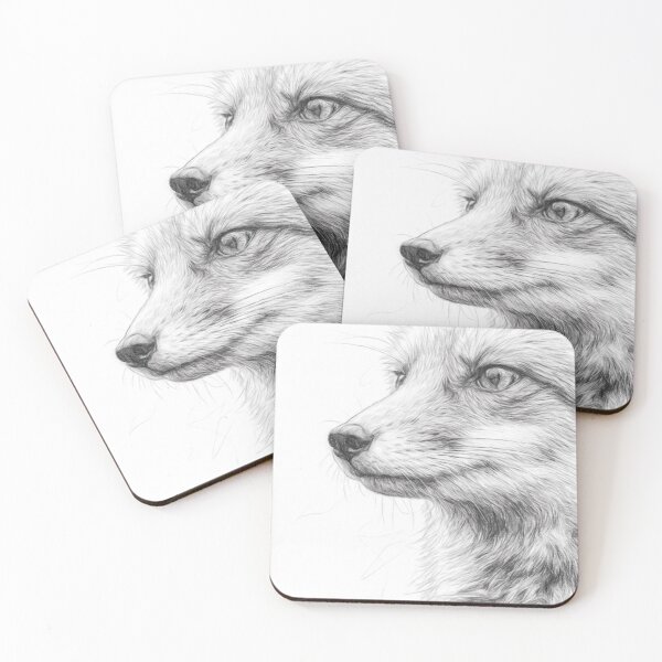 Item preview, Black and White Fox Portrait Pencil Sketch - Detailed Wildlife Artwork designed and sold by Leon Woods Pencil Art.