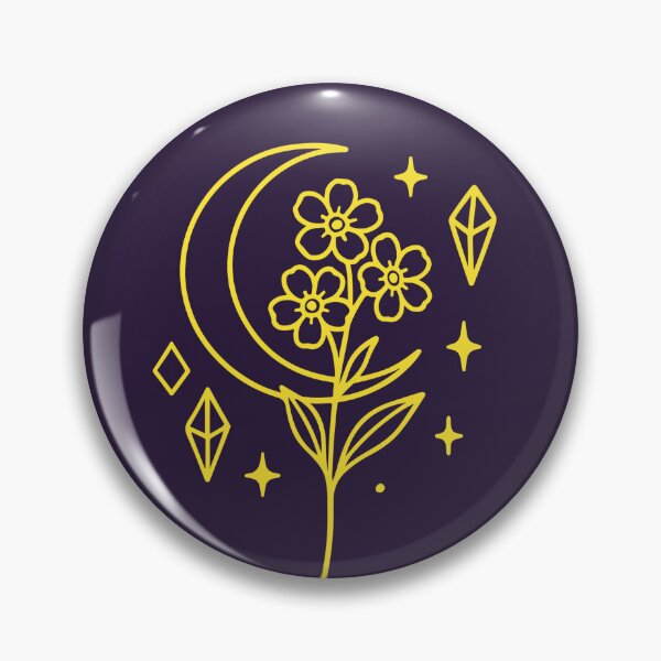 Item preview, Golden Celestial Botanicals Witchy Moon and Crystal Art designed and sold by Mypixieart.