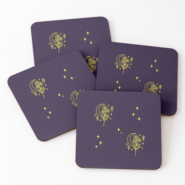 Item preview, Golden Celestial Botanicals Witchy Moon and Crystal Art designed and sold by Mypixieart.