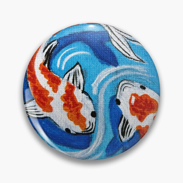 Item preview, Koi Fish Pond Acrylic Painting | Japanese Koi Art | Zen Water Garden Wall Art | Colorful Fish Illustration | Handmade Canvas Painting designed and sold by MixedMuse24.