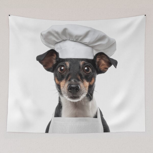 Item preview, Rat Terrier Chef Dog Funny Cooking Apron Hat Cute Pet Portrait designed and sold by LazyOwlStore.