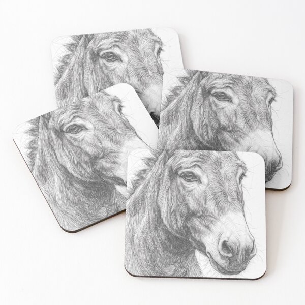 Item preview, Black and White Donkey Portrait Pencil Sketch - Detailed Farm Animal Artwork designed and sold by Leon Woods Pencil Art.