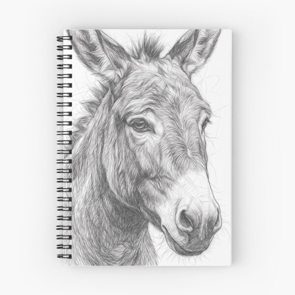 Item preview, Black and White Donkey Portrait Pencil Sketch - Detailed Farm Animal Artwork designed and sold by Leon Woods Pencil Art.