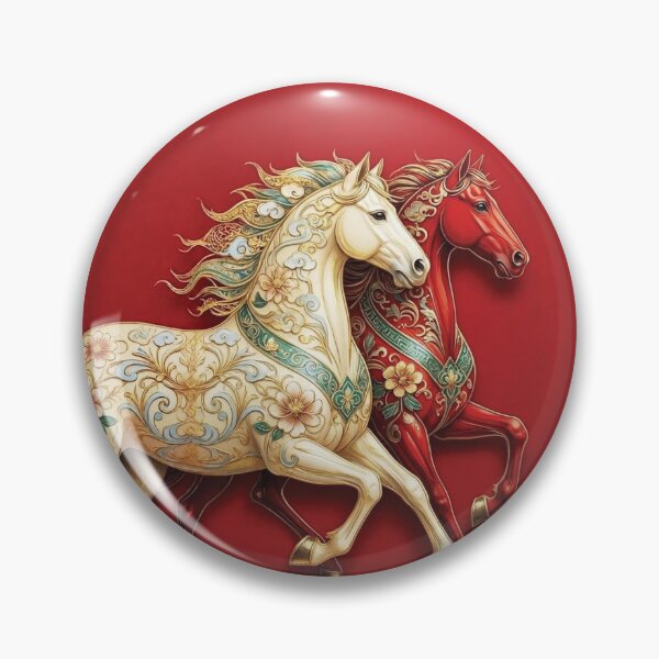 Item preview, Stylized Horses Galloping on Crimson Background in Gold Accents designed and sold by Lucia Amaris Art.