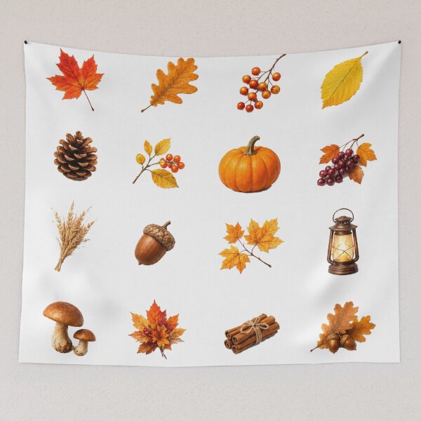 Item preview, Autumn Harvest Maple Leaves Pumpkin Acorn Cozy Fall Aesthetic designed and sold by Rehnair.