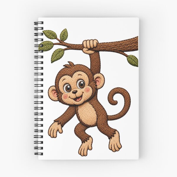 Item preview,     Cute Baby Monkey Embroidery Print | Hanging Monkey Embroidery Look (Not Real Embroidery) designed and sold by LittleGinnyArt.