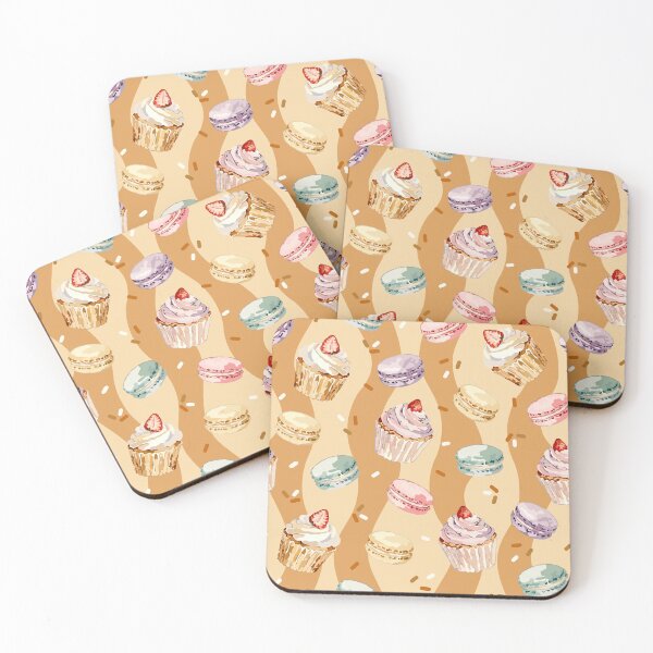 Item preview, Watercolor Cupcakes & Macarons Seamless Dessert Pattern designed and sold by romyca creation_22.