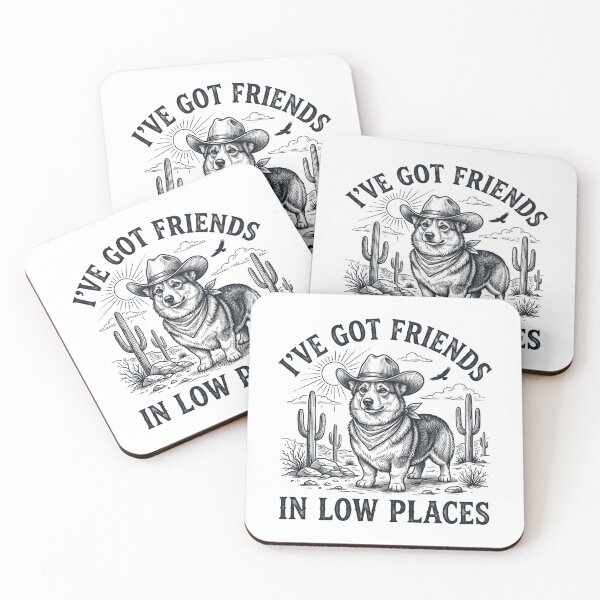 Item preview, Friends In Low Places Corgi Art Print Funny Cowboy Dog Western Gift designed and sold by raedattia.