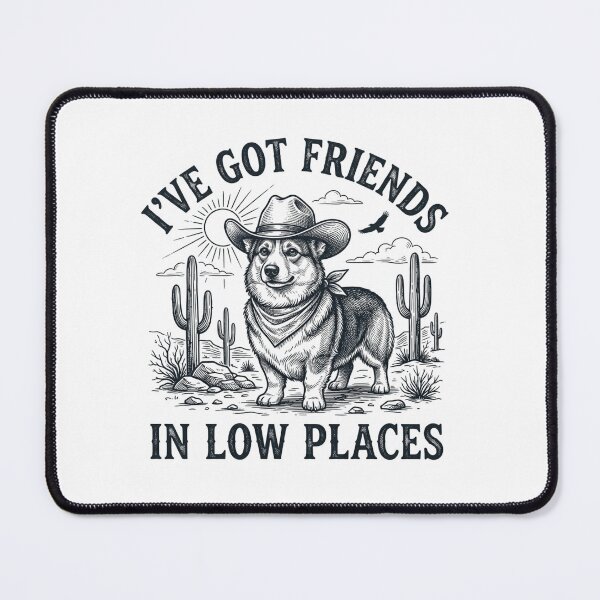 Item preview, Friends In Low Places Corgi Art Print Funny Cowboy Dog Western Gift designed and sold by raedattia.
