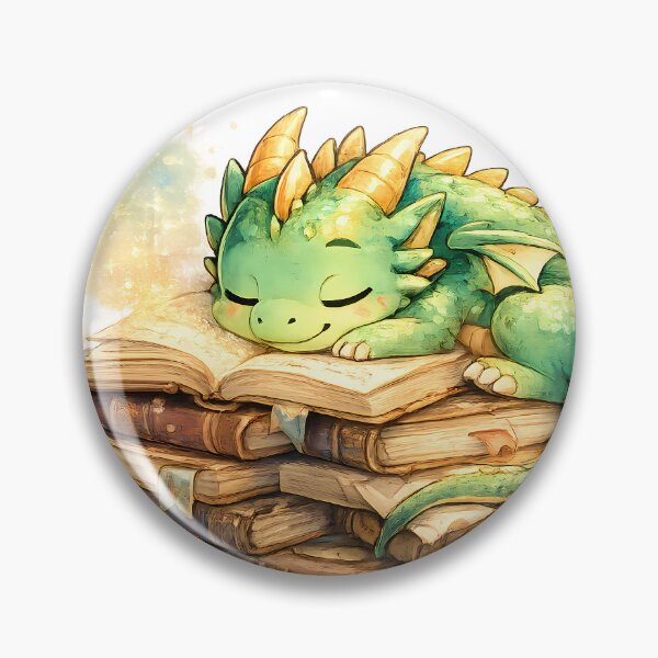 Item preview, Cozy Book Dragon Sleeping on Library Books Cute Fantasy Art designed and sold by DragonStore210.