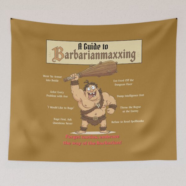 Item preview, A Guide to Barbarianmaxxing (Dark Edition) - DND RPG Meme designed and sold by Dice_Goblin_Studio.