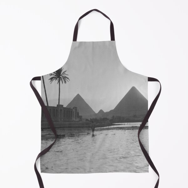 Item preview, Classic vintage monochrome photo of Egyptian pyramids with water reflection Giza, Egypt black and white photograph art print designed and sold by Astrid Arkhangelsky.