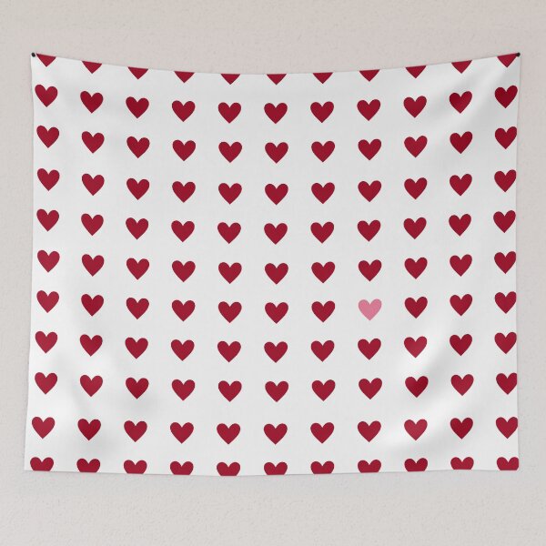 Item preview, Cute Red and Pink Hearts Grid Minimalist White Pattern Preppy Vibe with Pop of Pink designed and sold by Mypixieart.