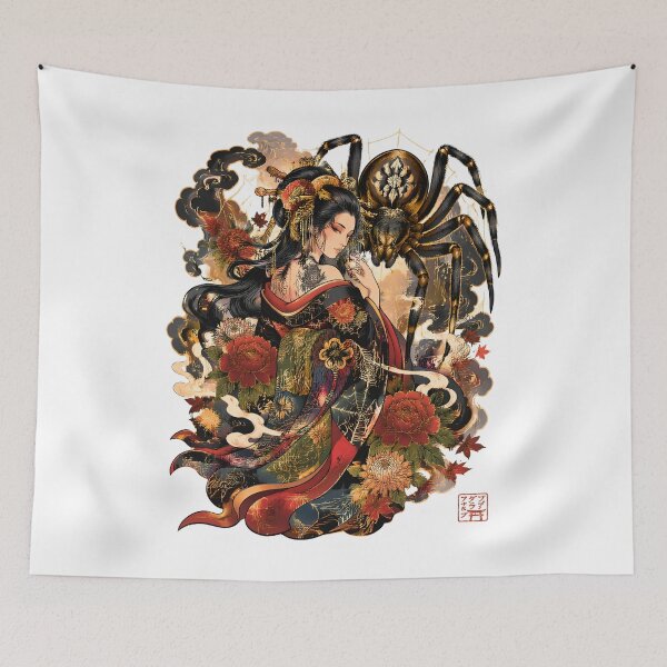 Item preview, Jorogumo Yokai Art – Japanese Spider Woman Dark Fantasy Illustration designed and sold by kaxymax.