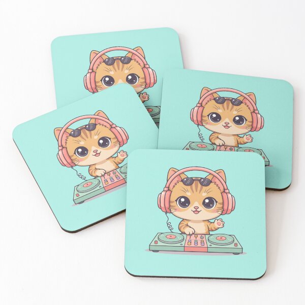 Item preview, Kitten as a DJ designed and sold by Tiny Rage Crea.