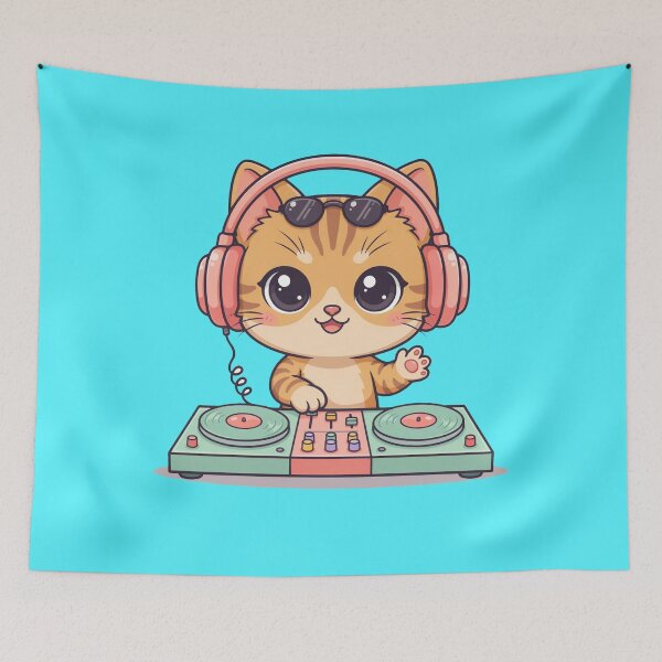 Item preview, Kitten as a DJ designed and sold by Tiny Rage Crea.