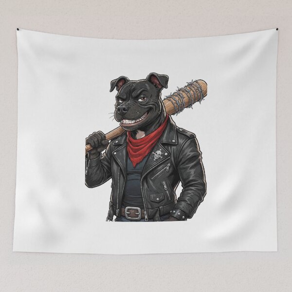 Item preview, Negan Bully - Badass Biker Pitbull with Barbed Wire Bat designed and sold by OneShot Labs.