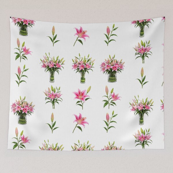 Item preview, Pink Stargazer Lily Vase Bouquet Botanical Set Aesthetic designed and sold by Rehnair.