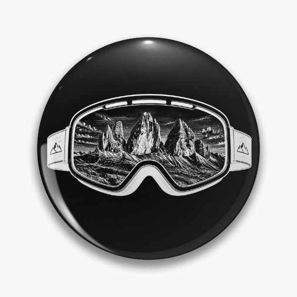 Item preview, Tre Cime di Lavaredo Ski Goggles B&W - Retro Dolomites Sunset Mountain Reflection designed and sold by SlothcoreVibes.