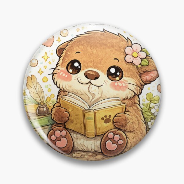 Item preview, Cute Otter Reading a Book Sticker | Kawaii Book Lover Otter designed and sold by MewMint.