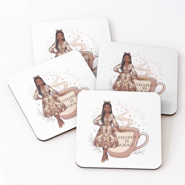 Item preview, Steeped in Grace – Black Woman Tea Lover Faith Art designed and sold by Amanio.
