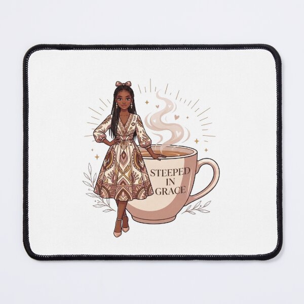 Item preview, Steeped in Grace – Black Woman Tea Lover Faith Art designed and sold by Amanio.