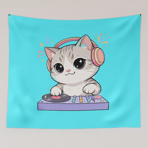 Item preview, Cute Kitten as a DJ designed and sold by Tiny Rage Crea.