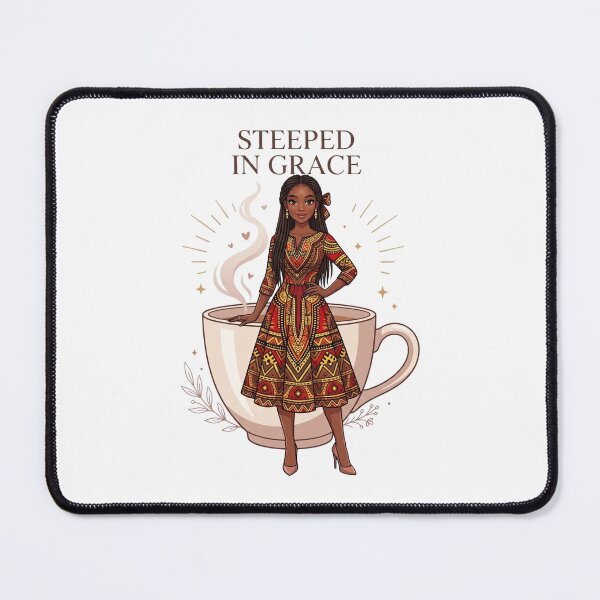 Item preview, Steeped in Grace – Black Woman With African Dress Tea Lover Faith Art designed and sold by Amanio.
